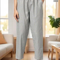 Kryptic Pack Of 2 Checked Pure Cotton Mid-Rise Lounge Pants-image-76