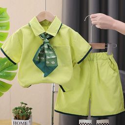 LULU & SKY Boys Pure Cotton Shirt With Shorts And Bow-Tie-image-66