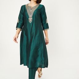 max Women Embroidered Regular Thread Work Kurta with Trousers-image-69