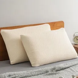 wakefit Off White Set of 2 Faux Velvet Sleep Pillow-29