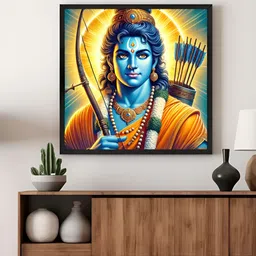 999Store Yellow & Blue Lord Rama Religious Canvas Wall Art-image-79