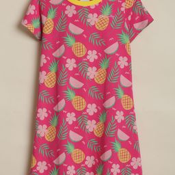 Allen Solly Junior Girls Conversational Printed Round Neck A-Line Dress-picture-32