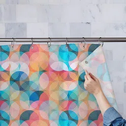 ArtzFolio Blue & White Geometric Printed Waterproof Shower Curtain-image-84