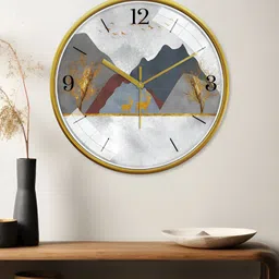 RANDOM Gold-Toned & Grey Printed Contemporary Wall Clock-image-12
