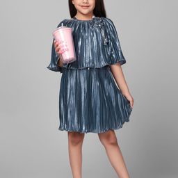 Macwin Off-Shoulder Cape Sleeve Satin A-Line Dress-image-41