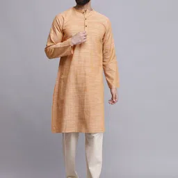 TJORI Self Design Round Neck Pure Cotton Straight Kurta with Pyjamas-picture-14