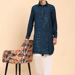 Pro-Ethic STYLE DEVELOPER Men Regular Sequinned Kurta with Pyjamas-picture-51