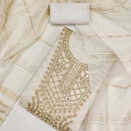 Panzora Embroidered Unstitched Dress Material-image-35