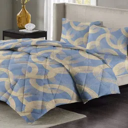 VAS COLLECTIONS Grey & Gold-Toned Geometric Polycotton 4 Piece Double Extra Large Superfine Bedding Set-picture-9