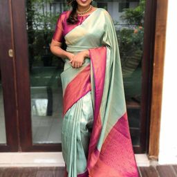VILLE FASHION Woven Design Zari Kanjeevaram Saree-21