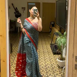 HERE&NOW Pure Cotton Bagru Saree-image-77