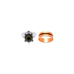 Dynamic Retail Global Set of 2 Rings for Men & Women, Black-Gold Alloy Ring ()-25