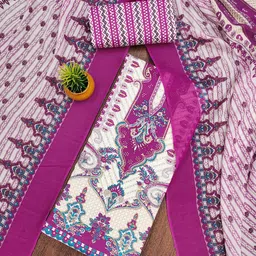 Maroosh Floral Embroidered Fancy Diamond Cotton Unstitched Dress Material-image-75