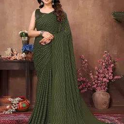 LeeliPeeri Designer Embellished Beads and Stones Satin Saree-image-35