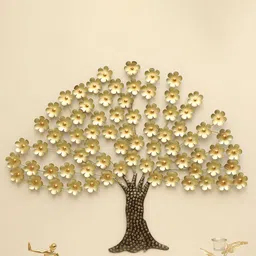 vedas W-Sujal Gold-Toned & Brown Tree Wall Hanging-12