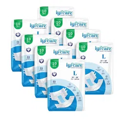 Lyfcare Unisex Set Of 8 Adult Classic Tape Diapers - L 10Pcs Each-image-23