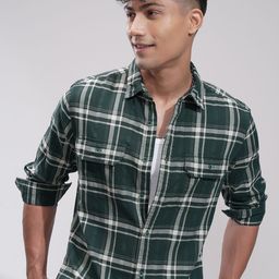 HIGHLANDER Men Comfort Slim Fit Opaque Checked Casual Shirt-picture-16