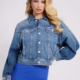 GUESS Women Denim Jacket with Patchwork-picture-56