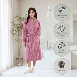 HOUSSE Magenta 360 GSM Hooded Bath Robe-image-60
