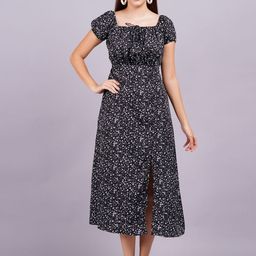 OH MI DIOS Floral Print Puff Sleeve Square Neck Fit & Flare Midi Dress-image-43