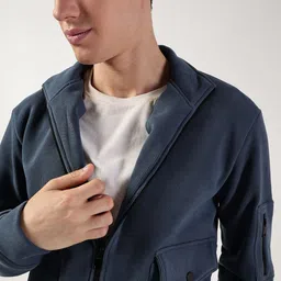 Thomas Scott Men Mock Collar Self Design Casual Open Front Jacket image 2