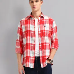 AD By Arvind Men Slim Fit Tartan Checks Checked Casual Shirt-picture-46