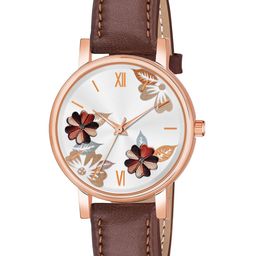 THE SHOPOHOLIC Women Printed Dial & Leather Straps Analogue Watch K-BROWN-18