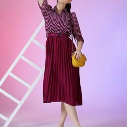Femvy Print Puff Sleeve Applique Georgette Fit & Flare Maxi Dress for women-image-65
