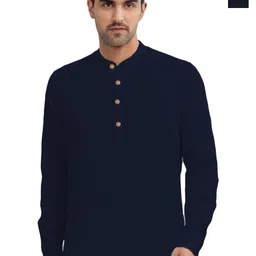 univibe Selection Of 2 Band Collar Rolled Up Sleeves Slim Fit Short Pure Cotton Kurtas-image-71
