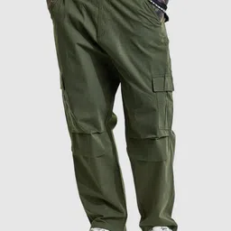 Snitch Olive Relaxed Fit Cargo Pants-image-18