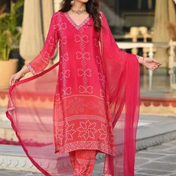 THE52 Women Printed Regular Kurta with Trousers & With Dupatta-6