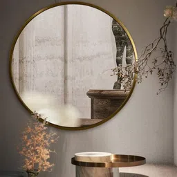 THE ARTMENT Goldtoned Round Wall Mirror-0
