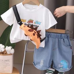 Bold N Elegant Unisex Kids Printed T-shirt with Shorts-image-85
