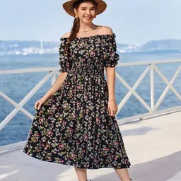 Miss & Chief Floral Print Off-Shoulder Fit & Flare Midi Dress-picture-54
