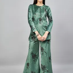STADO Round Neck Velvet Tunic With Palazzos-image-14