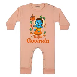 Arvesa Kids-Unisex Peach Cotton Rompers-picture-23