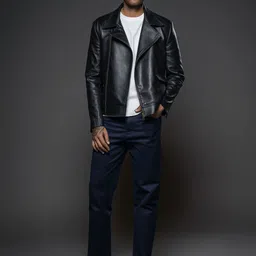 Balance by Rohit Bal Leather Biker Jacket with Patchwork-image-9