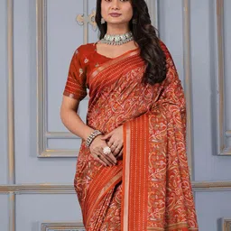 STAVA CREATION Ajrak Block Saree image 5