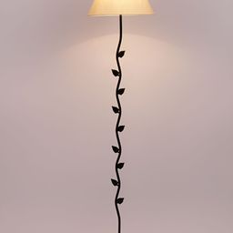 Devansh Black & Off-White Cotton Floor Lamp With Shade-29