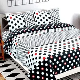 Aura Geometric Printed 144 TC King Double Bedsheet with 2 Pillow Covers-image-45