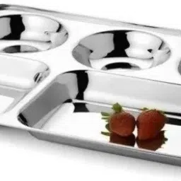 Stainless Steel Bhojan Thali 5 in 1 Compartments Saction Plate Pack of 1 Dinner Plate-image-18