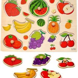 3D Wooden FRUIT Puzzles Toys for Children, Montessori Digital Board Educational Learning Letters Puzzle (one wooden tray )-image-87