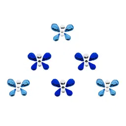 Comet Busters 6 Pcs Embellished Reusable Butterfly-Shaped Bindis - Blue image 1