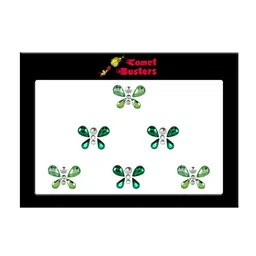 Comet Busters 6 Pcs Embellished Reusable Butterfly-Shaped Bindis - Green image 2
