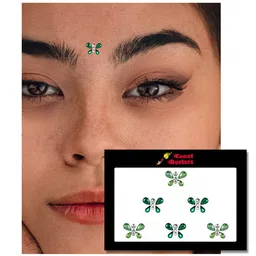 Comet Busters 6 Pcs Embellished Reusable Butterfly-Shaped Bindis - Green image 3