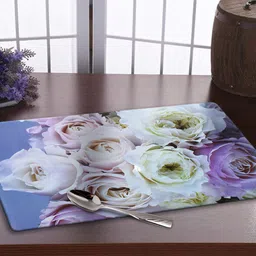 Kuber Industries Set of 6 Blue & Pink Floral Printed Table Placemats & Coasters Set image 2
