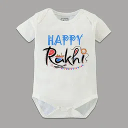 BLUSHES Infants Happy Rakhi Printed Pure Cotton Half Sleeves Bodysuit-image-55