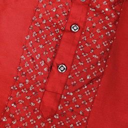 NFC CREATION Boys Embroidered Regular Sequinned Dupion Silk Kurta with Dhoti Pants & With Dupatta image 2