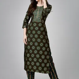 HERE&NOW Women Paisley Embroidered Regular Kurta with Churidar-picture-36