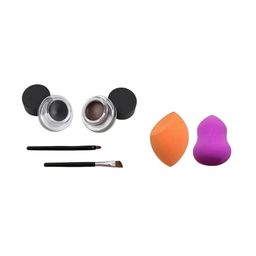 skrynnzer Set Of 4 Gel Eyeliner - Black & Brown With Sponge Puff image 1